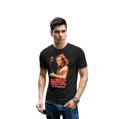 Imagen de AC/DC MEACDCRTS064 Camisetas, Negro, L para Hombre