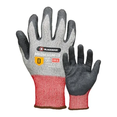 Imagen de Blackrock Magnesium LS Guantes de trabajo protección nivel D resistentes a los cortes, látex antideslizante, agarre húmedo y seco, para hombres mujeres, forro seguridad anticorte acero