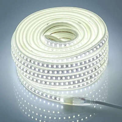 Imagen de pcning 15 Metros Tira de LED 220V IP67 Cinta Impermeable con Enchufe 6000K Blanco Frio , 5730 120led/m Tiras Luces Para Exterior Interior (blanco frio, 15)