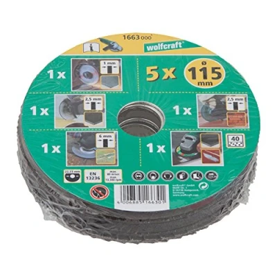 Imagen de wolfcraft Conjunto básico para amoladora de ángulo 5 piezas I 1663000 Práctico juego el mecanizado metal y piedra