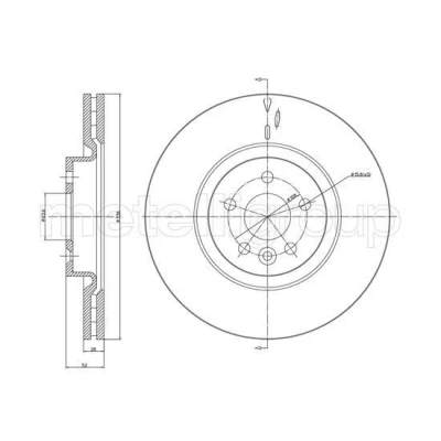 Imagen de METELLI Disco de freno VOLVO: XC70 II Familiar, V60 I, S60 336,0mm 28,0mm 5 ventilado 23 1182C Discos freno,