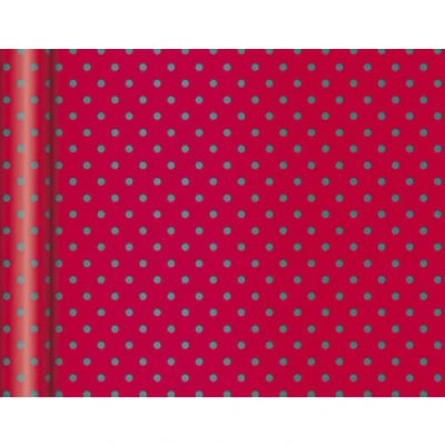 Imagen de Clairefontaine, 223885C, Papel de regalo, Tiny Rolls, 5x0,35 m (ancho pequeño especial) 80 gr, Rojo puntos verdes