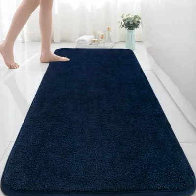 Imagen de Rururug Alfombra de baño Extragrande 150 x 60 cm, Microfibra, Absorbente, Antideslizante, antimoho, Lavable a máquina, para Dormitorio, baño, Azul Marino