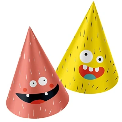 Imagen de Folat 68330 Sombreros Papel Monster Bash 6 piezas, dibujos animados, multicolor, medium