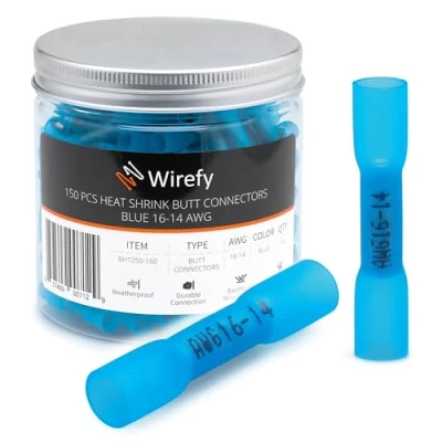 Imagen de Wirefy 150 Piezas Terminales Emplame Termorretráctil Conector a Tope de Engarce Electricos Aislados para Cables 1,5 2,5 mm²