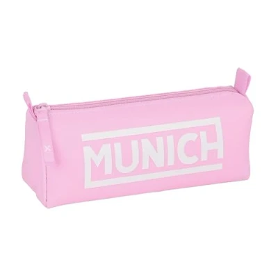 Imagen de Safta MUNICH ROSA Portatodo con cremallera y compartimiento, Estuche Infantil, Niño, Ideal para Niños en Edad Escolar, Cómodo Versátil, Calidad Resistencia, 21x7x8 cm, Color