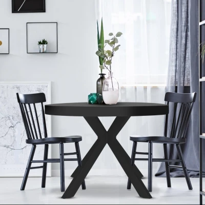 Imagen de Mesa redonda extensible Myriade negra pàtas negras Menzzo