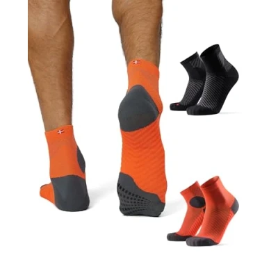 Imagen de DANISH ENDURANCE Calcetines de Running Antideslizantes, Ligeros, Acolchados, Unisex, Pack 2, Multicolor (1x Negro, 1x Naranja), 43 47
