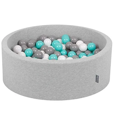 Imagen de KiddyMoon 90X30cm/200 Bolas ∅ 7Cm Piscina De para Ninos Hecha En La UE, Gris Clr:Blanco/Gris/Turquesa Clr