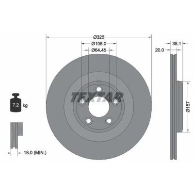 Imagen de TEXTAR Disco de freno 20mm 05/05 108mm ventilación interna revestido altamente carbonizado 92319905 T2R5941 Discos freno,