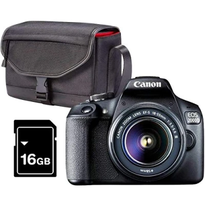 Imagen de Canon EOS 2000D Kit Cámara Réflex 24.1MP WiFi NFC + Objetivo EF S18 55mm Bolsa SD 16GB, Negro