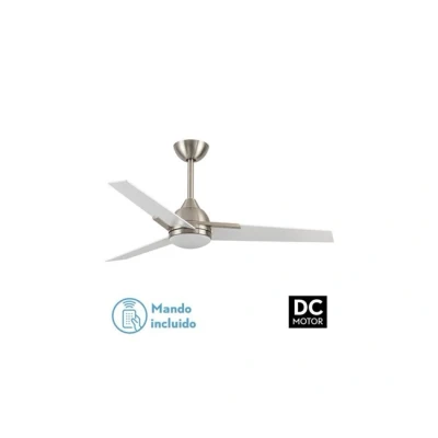 Imagen de FABRILAMP Ventilador 22w Dc Argestes Niquel 3 Aspas Blancas 6Velocidades 3Colores 2180lm 132D C/remoto, Memoria Y Temporizador