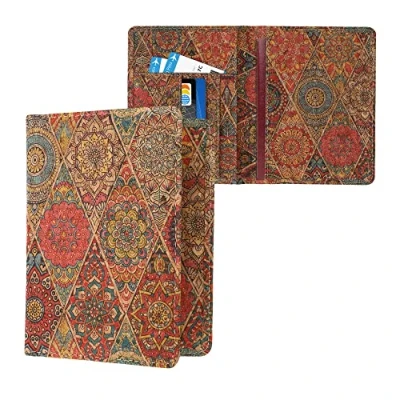 Imagen de kwmobile Funda para Pasaporte Cubierta de Corcho con Tapa y Tarjetero Estuche Protector Viaje documento Ornamento Mandala