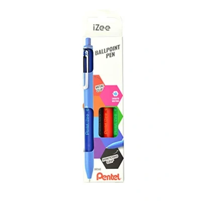 Imagen de Pentel iZee Bolígrafo BX470 Boli Retráctil con Cuerpo Mate y Clip Metálico, de Uso muy Cómodo para Escritura Suave, Perfecto Colegios Oficinas