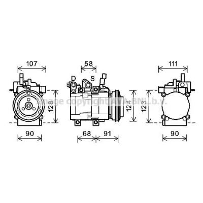 Imagen de PRASCO HYK196 Compresor de Aire Acondicionado HS15 R 134 a HYUNDAI: Matrix, Coupe II, ACCENT 2
