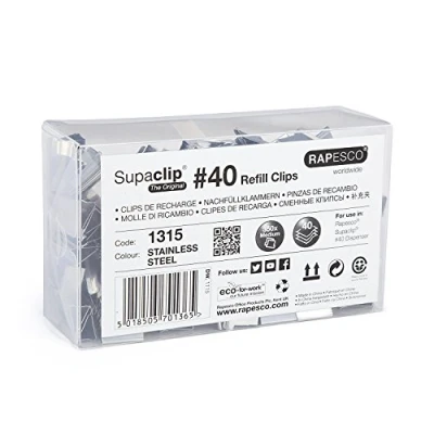 Imagen de Rapesco 1315 Clips de Recarga Acero Inoxidable para Supaclip 40, Paquete 350