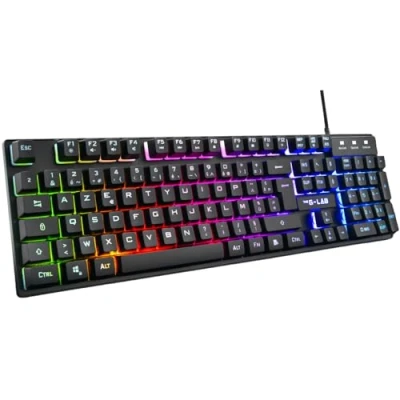 Imagen de THE G LAB Keyz Caesium Teclado Gamer AZERTY con Cable USB Gaming Retroiluminación RGB LED, Sensación mecánica, 19 Teclas antighosting, Duradero PC PS4/PS5 Xbox New
