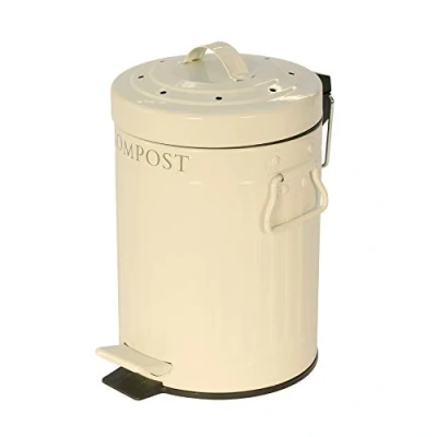 Imagen de KitchenCraft Cubo Metálico para Compostaje con Pedal Incorporado, 3 L Crema