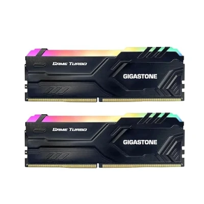 Imagen de 【DDR4 RAM】 Gigastone Black RGB Game Turbo Memoria RAM Escritorio 32GB (2x16GB) DDR4 3200MHz PC4 25600 CL16 1.35V UDIMM 288 Pin sin búfer ECC para PC Computadora Módulo