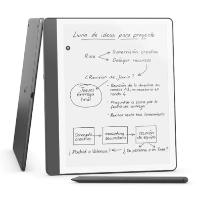 Imagen de Nuevo Amazon Kindle Scribe (32 GB) Pantalla rediseñada con bordes uniformes y escritura directa en libros documentos Lápiz prémium Gris tungsteno