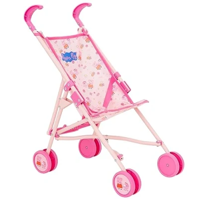 Imagen de Peppa Pig cochecito individual de juguete para niños en patrón con paraguas plegable Juego rol, A partir 3
