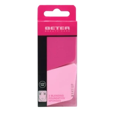 Imagen de BETER Pack 2 Esponjas de maquillaje en forma rombo, con borde redondeado, alta precisión, distribución uniforme, ideal para fluido y crema, acabado natural o cubriente