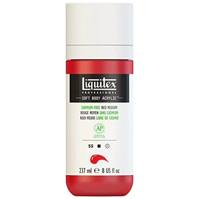 Imagen de Liquitex 1923894 Pintura acrílica profesional (consistencia cremosa, alta pigmentación, resistente a la luz y al envejecimiento, botella de 237 ml, sin cadmio), color rojo medio