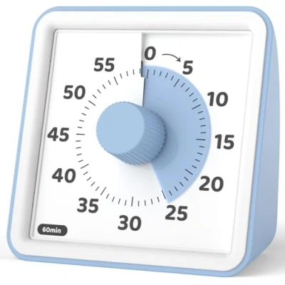 Imagen de LIORQUE Temporizador Visual, Niños, de Cuenta Regresiva 60 Minutos, Pomodoro Timer con Funcionamiento Silencioso (Azul Cielo)