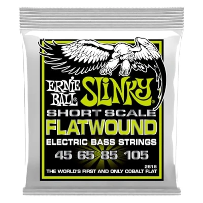 Imagen de Ernie Ball Regular Slinky Flatwound Cuerdas para bajo de escala corta, entorchado plano, calibre 45 105