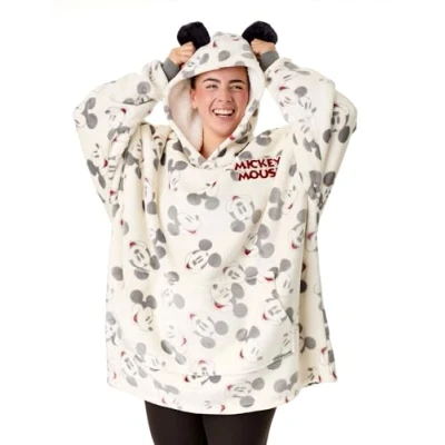 Imagen de Disney Sudadera con Capucha Tipo Manta portatil para Mujer de Mickey Mouse Jersey Color Beige Adultos Estampado Integral