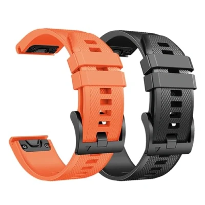 Imagen de NotoCity Correa para Garmin Fenix 5/6 pro/7, 22mm Silicona 5 Plus/6/7 Pro, Instinct/2, Forerunner 935/945, Epix 2, Descent G1, Approach S60, Quatix 5(Negro/Naranja)