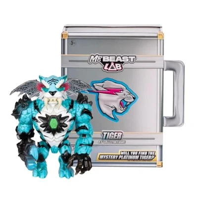 Imagen de MrBeast Figura Premium Coleccionable Mutante Tiger Apex Beast, Mandíbula Mordedora, Detalles Externos Llamativos, 13 Puntos de Articulación, Tamaño 15,8 cm, +5 años, BTR05200