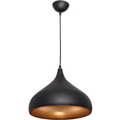 Imagen de BEL AIR HOME Lámpara colgante Bonn estilo vintage negro y oro ajustable ligera portalámparas E27 para salones, comedores bares (32 CM)