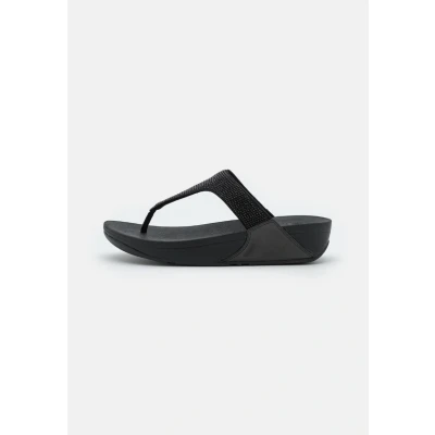 Imagen de Fitflop Lulu Crystal EMB Toe Post Sand, Sandalias con cuña Mujer, All Black, 42 EU