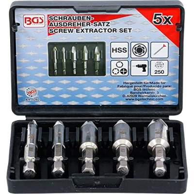 Imagen de BGS 5282 Juego de extractores tornillos 5 piezas
