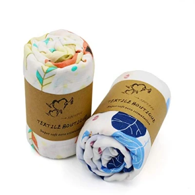 Imagen de FenFang Muselina Manta Bebé, Lot de 2 Mantas Suave Muselinas para Bebé Bambú Algodón Chica o Baby Boy Unisex Swaddle, 120 X CM