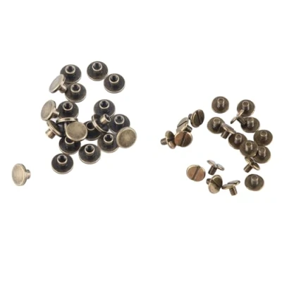 Imagen de GLOGLOW 20 remaches de cabeza plana, tornillos latón cobre, tuercas antioxidantes, piel, kit accesorios para bricolaje o reparaciones, 5 mm