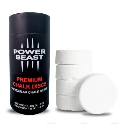 Imagen de POWER BEAST 5 Bloques de Magnesio Circular, Chalk Block, Bloque Tiza Magnesio, Disco Cross fit, Escalada, Halterofilia, Poledance, Baile en Barra, Padel, Tenis, Calistenia.
