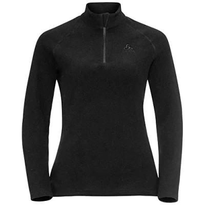 Imagen de Odlo Camiseta de Manga Larga con Cierre RIGI Capa Media Cremallera, Mujer, Negro, XL