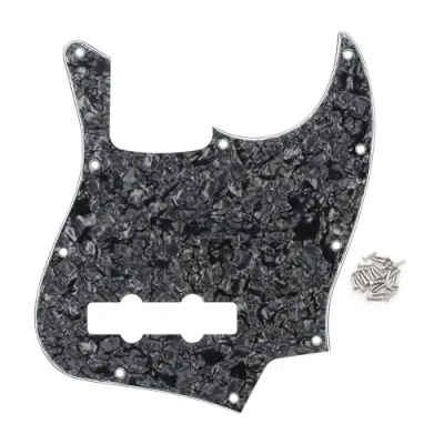 Imagen de FLEOR 10 agujeros JB Bass Pickguard 4 capas Rascar Placa sin truss Rod Notch para bajo de jazz Standard cuerdas, perla negro
