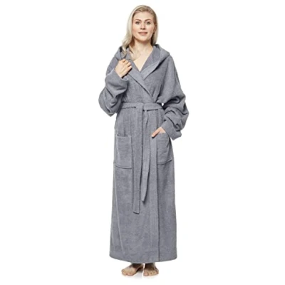 Imagen de Arus Albornoz con capucha para mujer, extra largo, tamaño mujer: M, unisex: S Gris