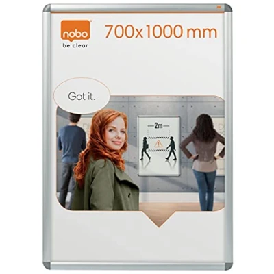 Imagen de Nobo Tablón de Anuncios Pared con Marco Tamaño 700 x 1000, Protección Antirreflectante, Elegante Aluminio, Color Plata, 1902209