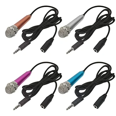 Imagen de DODUOS 4pcs Mini Micrófono Vocal Portátil para Móvil Ordenador Portátil, 4 Colores,Micrófono Profesional,Móvil de Mano Canto en Escenario, Karaoke y Habla