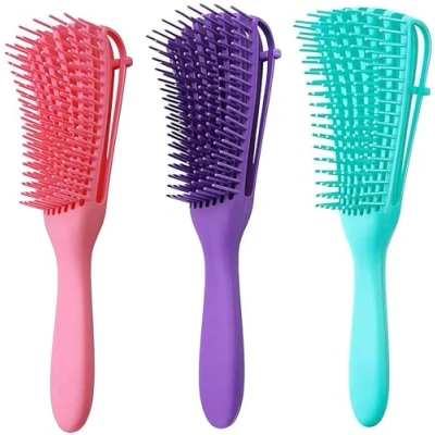 Imagen de ZHOUHON 3 Piezas Cepillo Desenredante para Cabello, peine antitirones, Cabello Rizado, Afro, Masaje Mojado, Ondulado