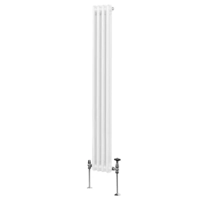 Imagen de Radiador Tradicional Vertical de 2 columnas 1800mm x 202mm Blanco Acero Montado en pared Kit fijación y soportes + Cepillo limpieza GRATIS Calefacción estufa calefactor