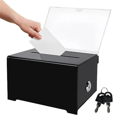 Imagen de Caja de Donación, Sugerencias con Llave, Donación Acrílica para Comentar Votar Donar Recoger Tarjetas Visita