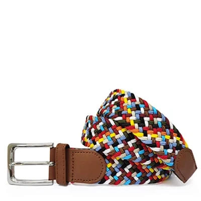 Imagen de Gloop Cinturón elástico unisex de tejido trenzado para hombre y mujer, ancho aprox. 3,5 cm, talla 105 110 115 120 130 135 140 145 150 cm 155 Multy,