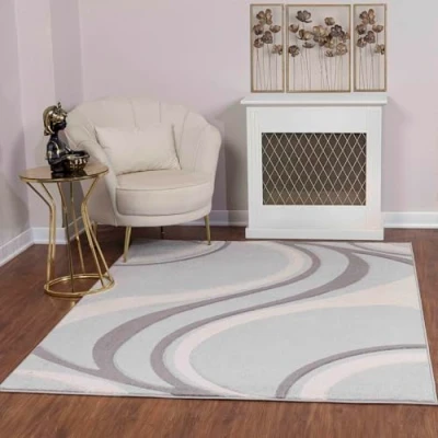 Imagen de Livabliss Alfombra Abstracta Toulouse Salón Grande, Habitación, Dormitorio Salon Pelo Corto, Suave y Lujosa Facil de Cuidar Grande 160x213Carbón, Gris, Beige Claro,