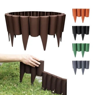 Imagen de GARDENIX 2.5 m madera Cercado para Bancal Césped Jardín Palisade Valla marrón