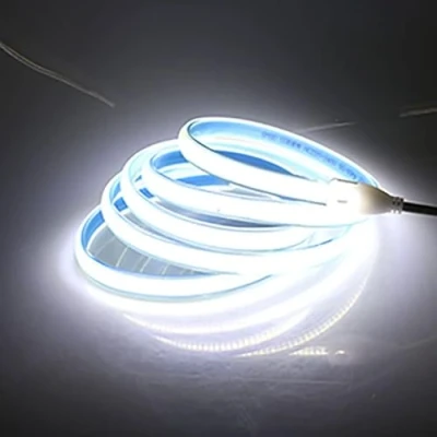 Imagen de pcning Tira LED COB 220V Sin Transformador 5M IP67 Strip Light con Interruptor, 5 Metros 15 Watt/m Tiras Exterior Interior Impermeable Para (Blanco Frio, 5)